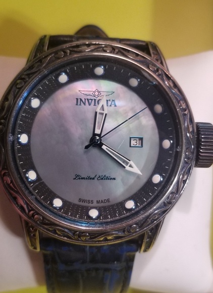 Mens Special Edition Pearl Face Invicta Watch Blue - Picture 6 of 7